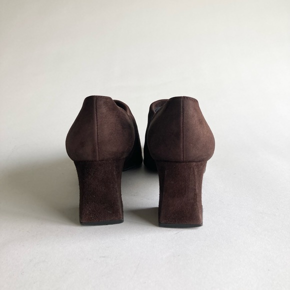 Stuart Weitzman Brown Suede Genuine Leather Square Toe Classic Heels size 7 - Picture 9 of 15